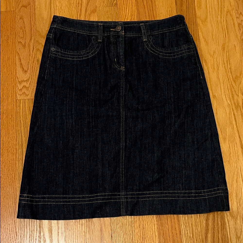 Boden Navy Denim A-Line Skirt